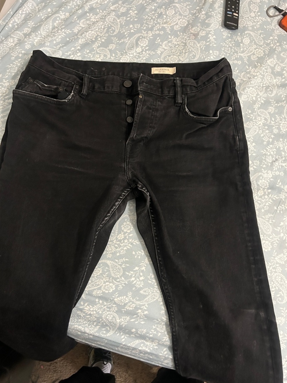 AllSaints Black Relaxed Men’s Jeans — Button Fly